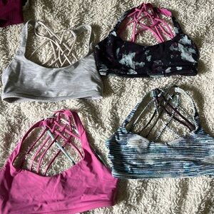 Bundle of 4 Lululemon free to be wild bras size 6